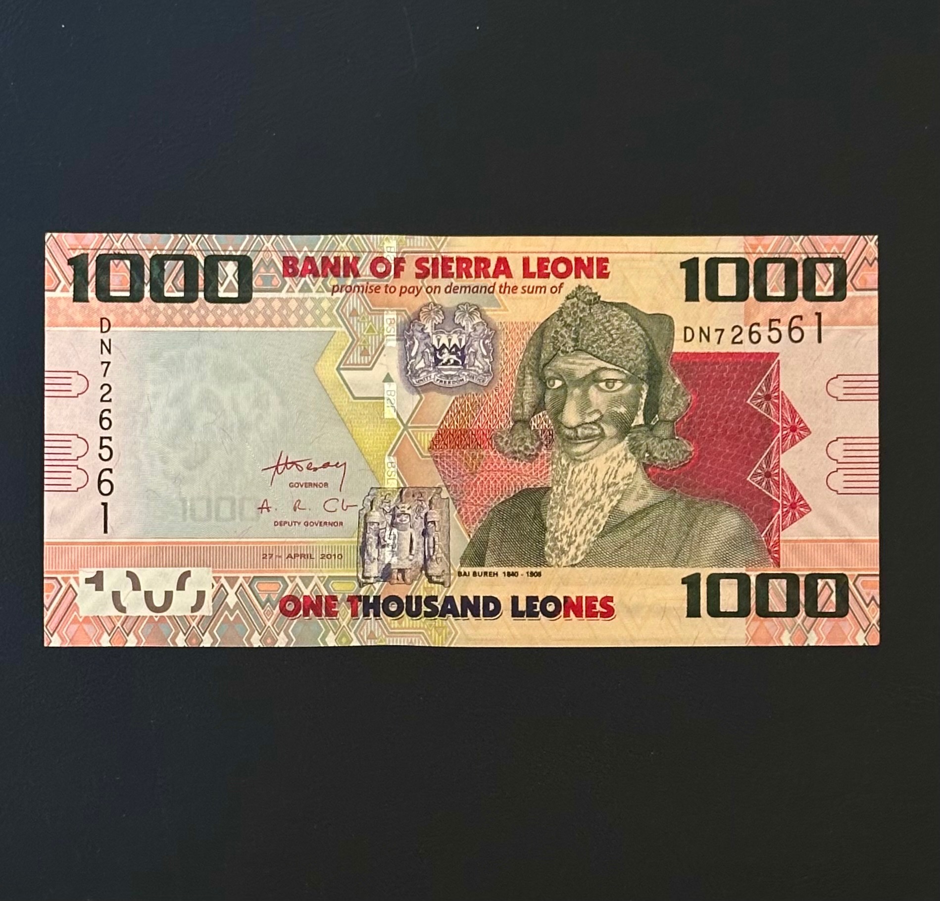 اسکناس تک بانکی 1000 لئون سیرالئون شماره متفاوت