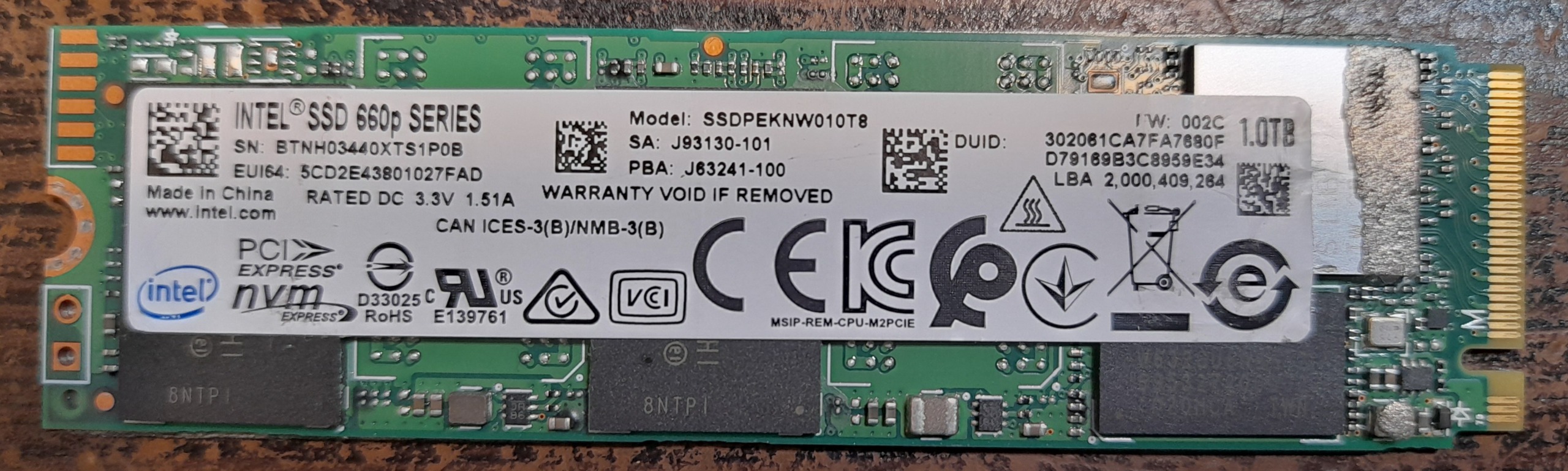 اس اس دی 1ترا اینتل M2