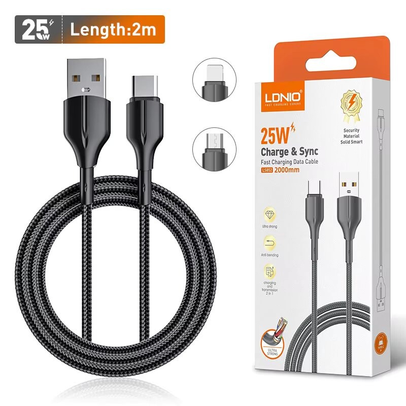 کابل شارژ الدینیو 2 متری 25W فست شارژ مدل LS852