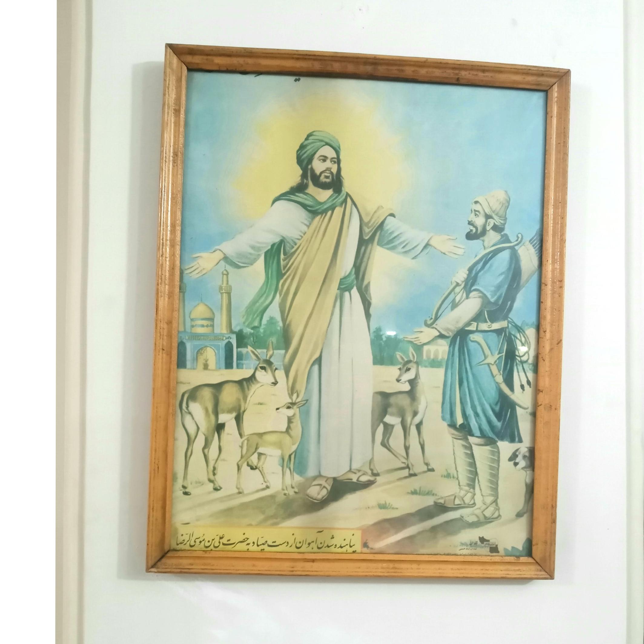 تابلو ضامن اهو و شکارچی فوق کهنه