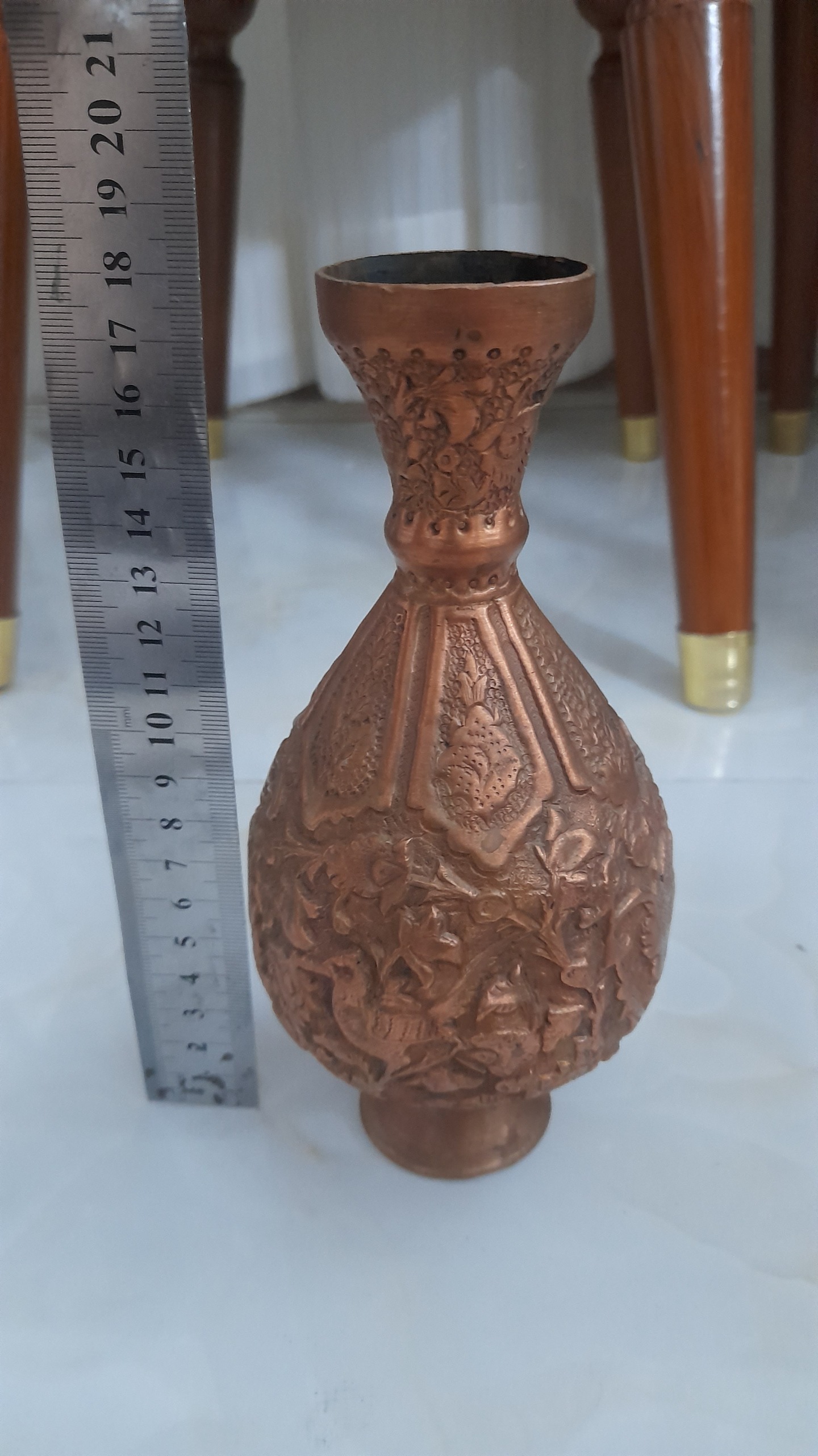 گلدان مسی قلمکاری شده زیبا حرفه ای
