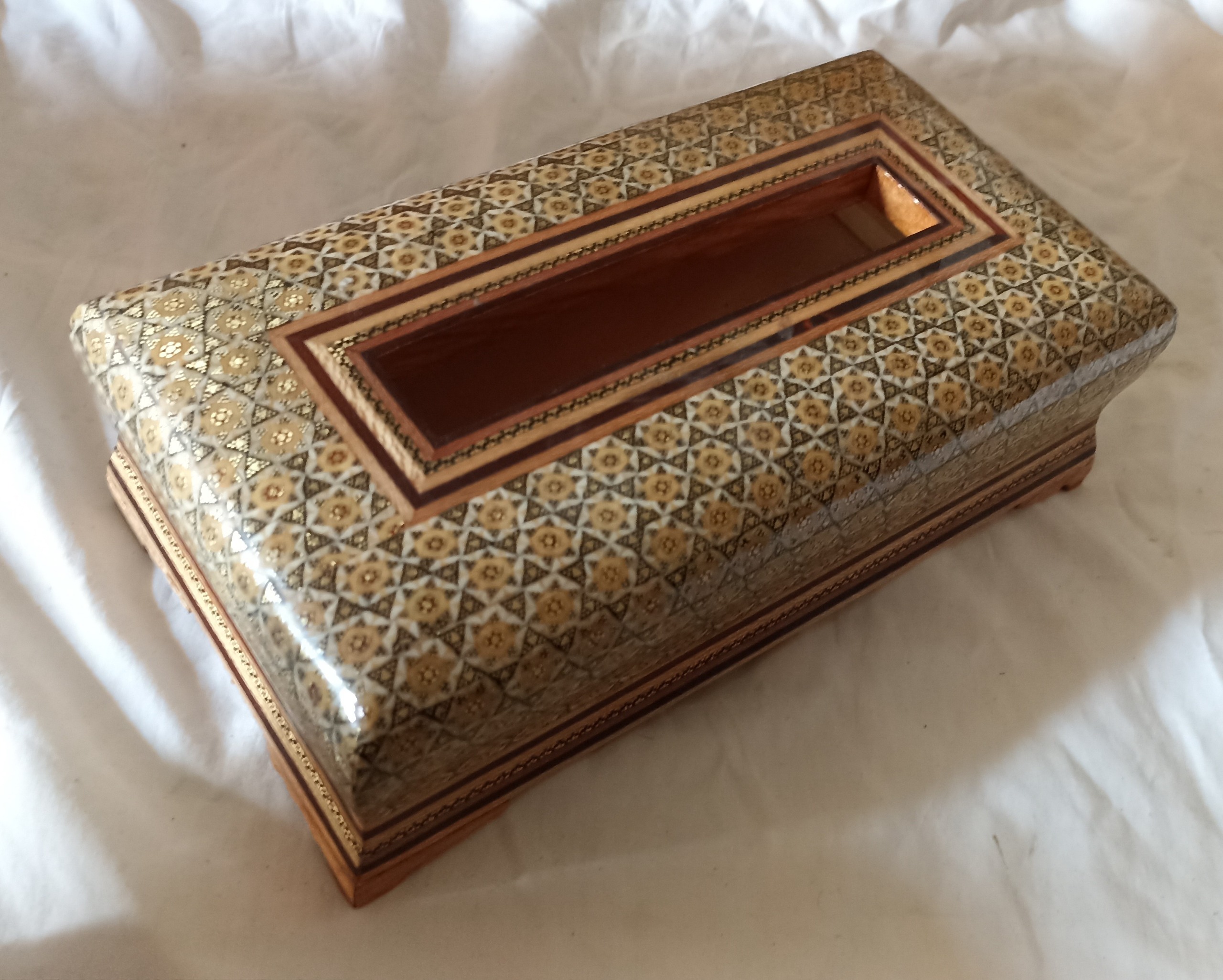 جا دستمال کاغذی قدیمی خاتم کاری