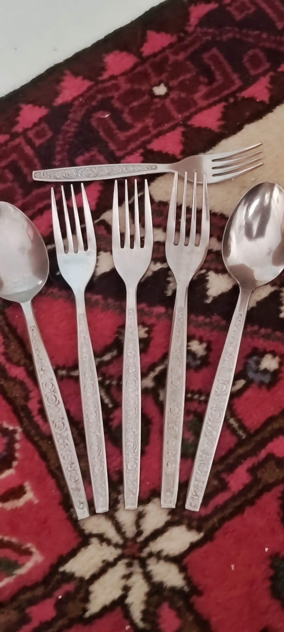مجموعه شش عددی قاشق چنگال قدیمی