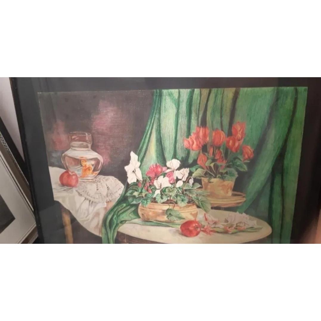 نقاشی گل و تنگ ماهی