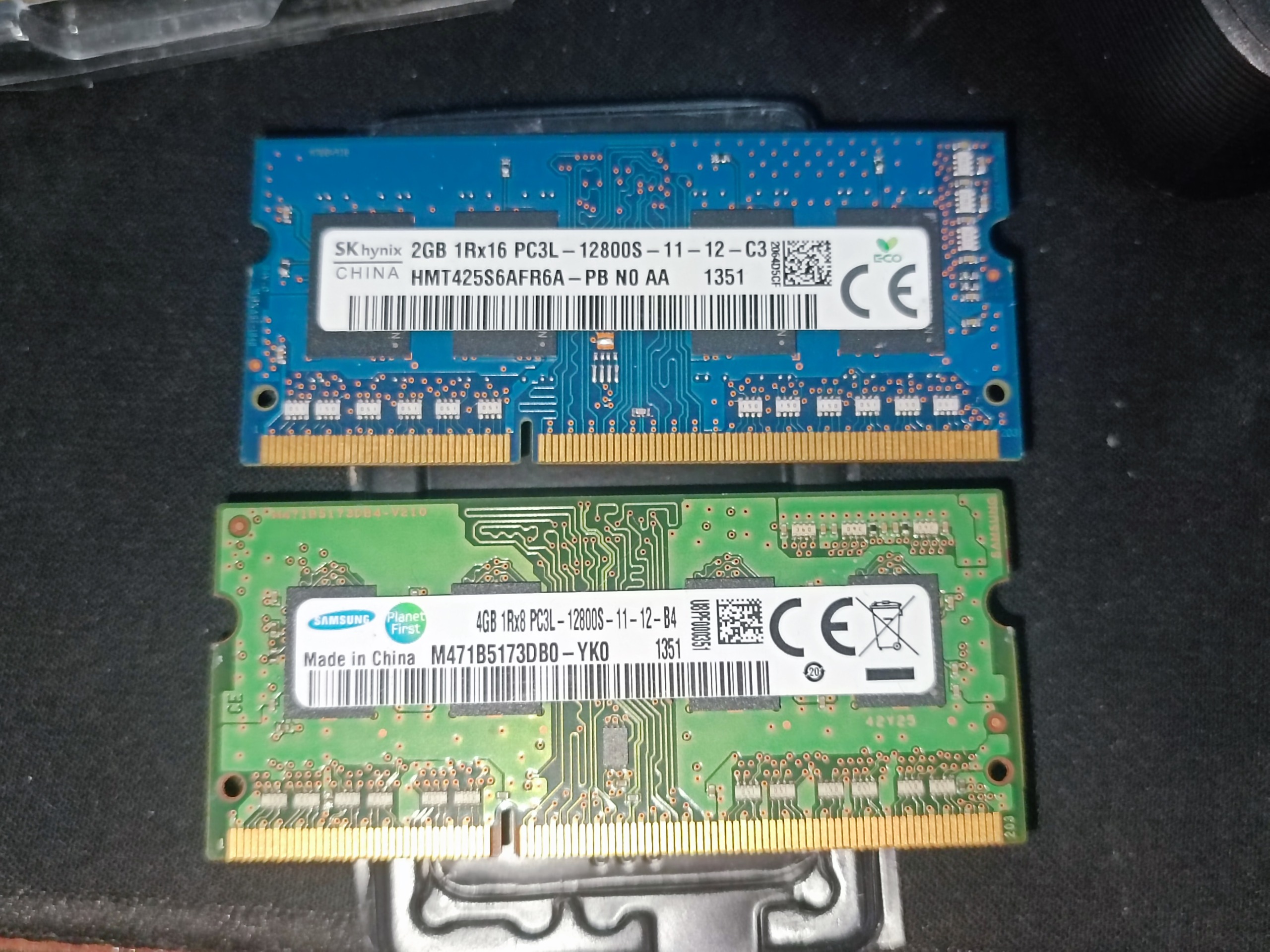 دو عدد رم لپ تاپ ddr3L دو گیگ و چهار گیگ