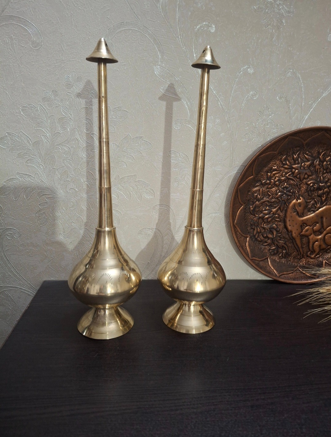 یک جفت گلاب پاش برنجی ارتفاع 30