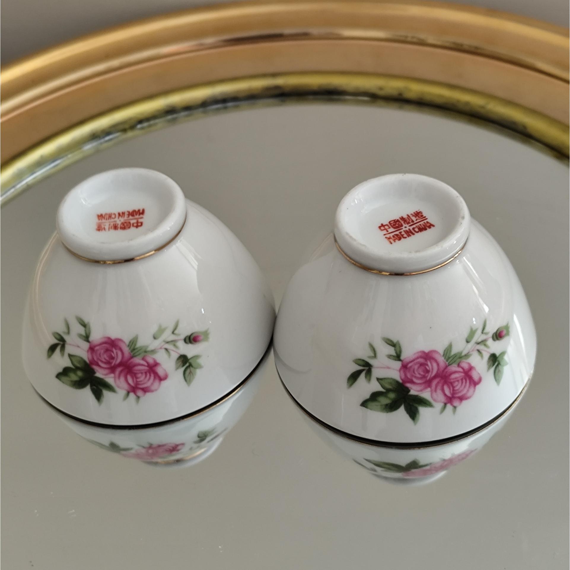 جفت پیاله ترشی خوری گلسرخی