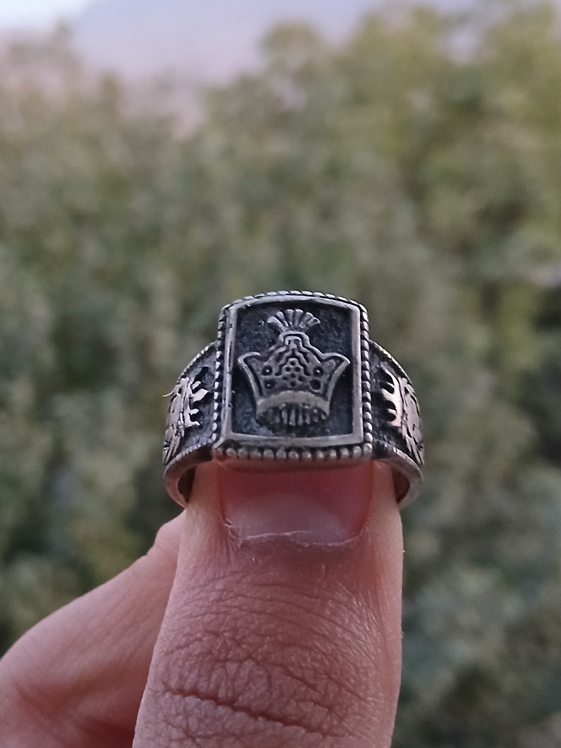 انگشتر نقره ای شیر و تاج پهلوی (رنگ ثابت)