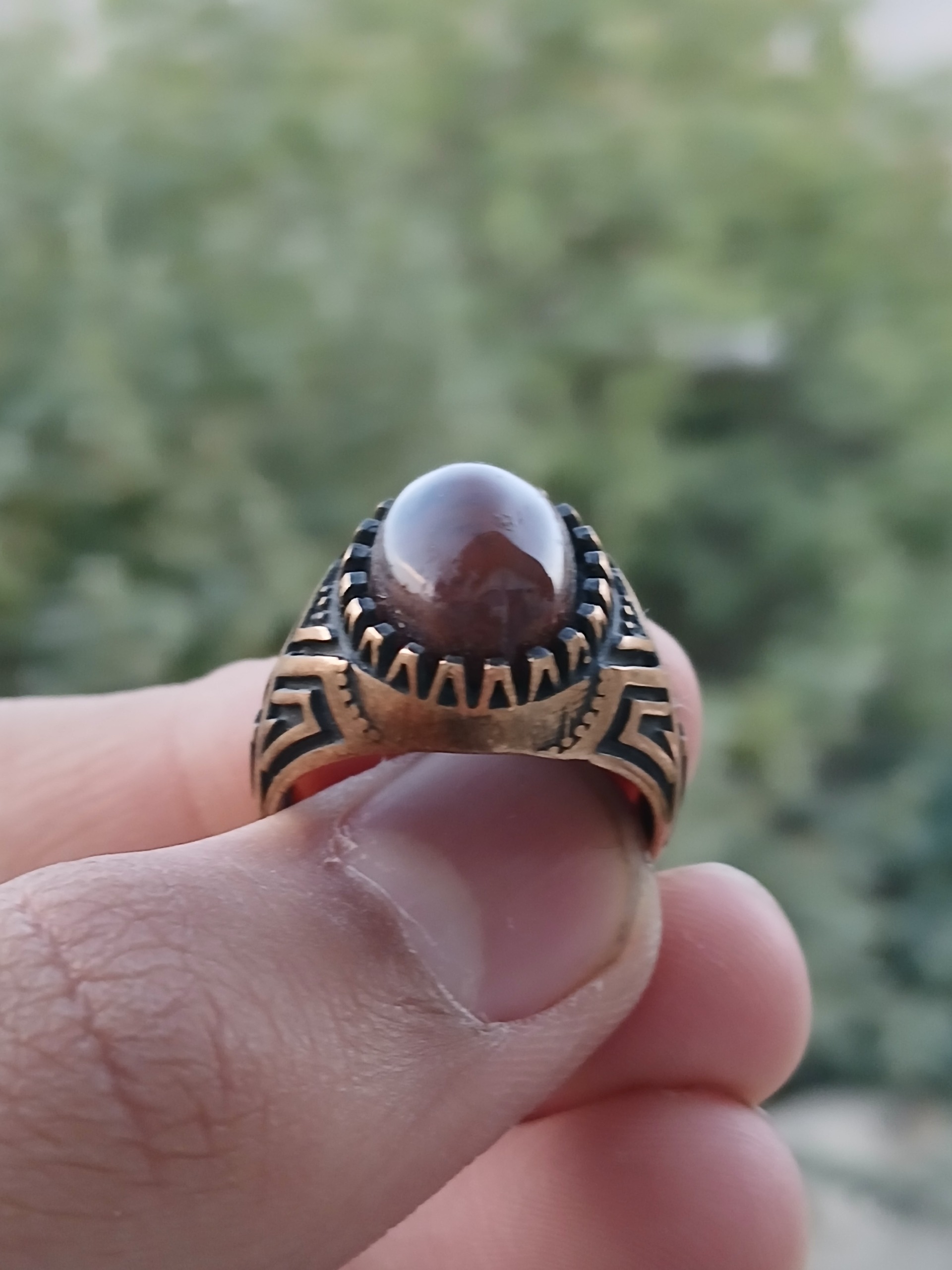 انگشتر طلاروسی نگین قهوه ای بسیار زیبا