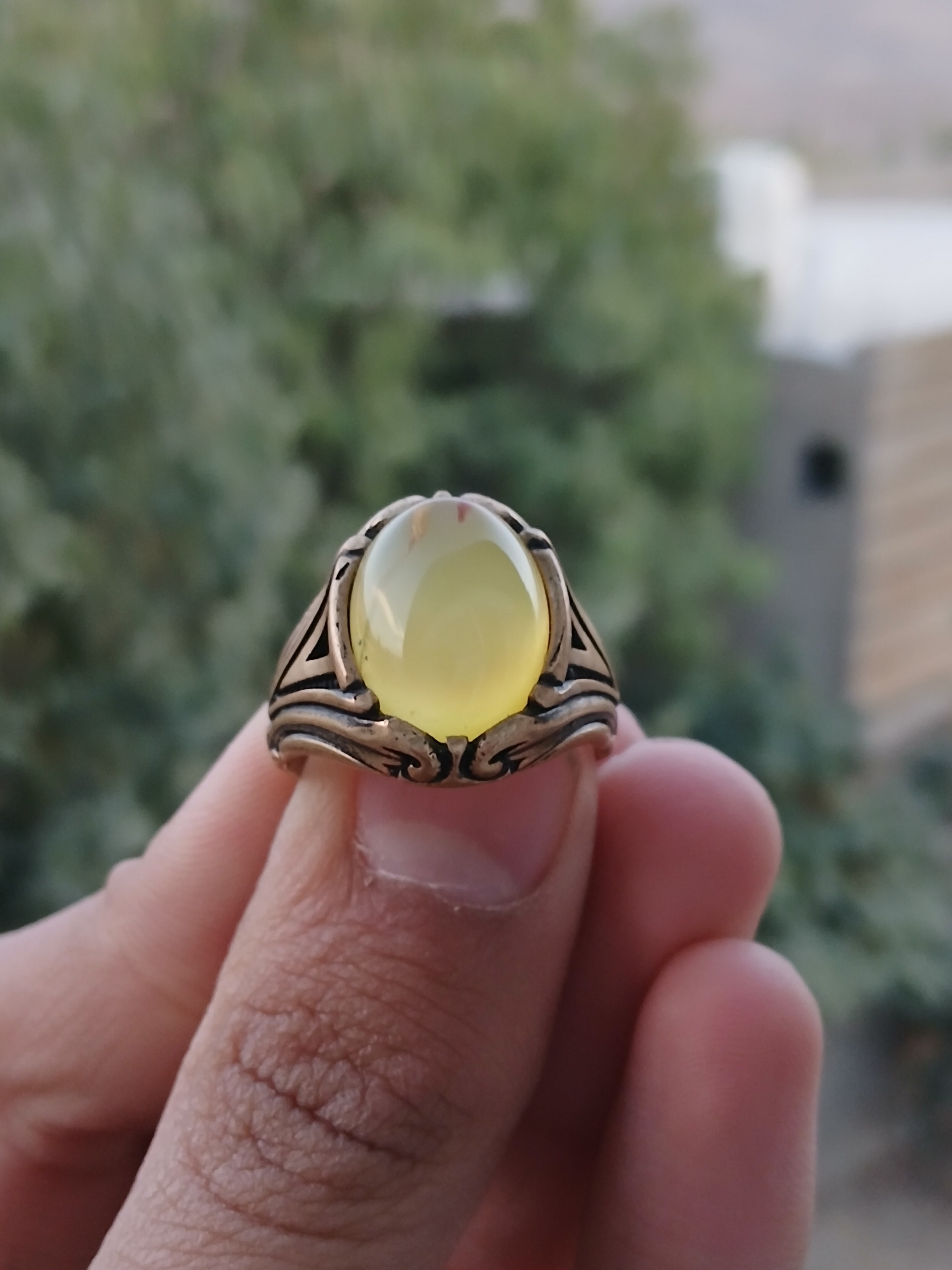 انگشتر طلاروسی نگین زرد زیبا