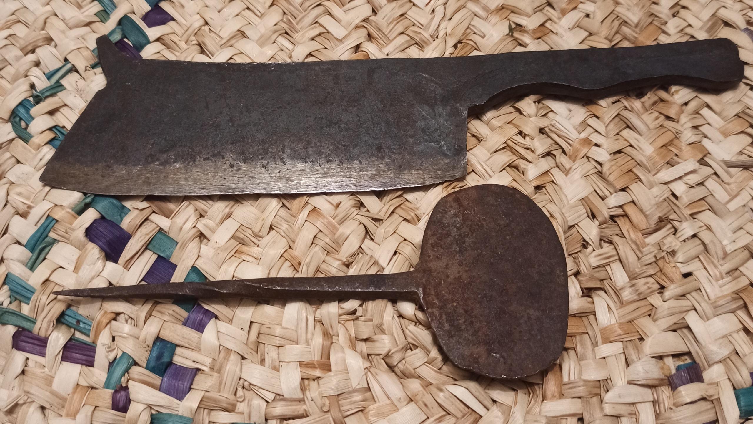 ساطور و کفگیر دست ساز قدیمی کلکسیونی