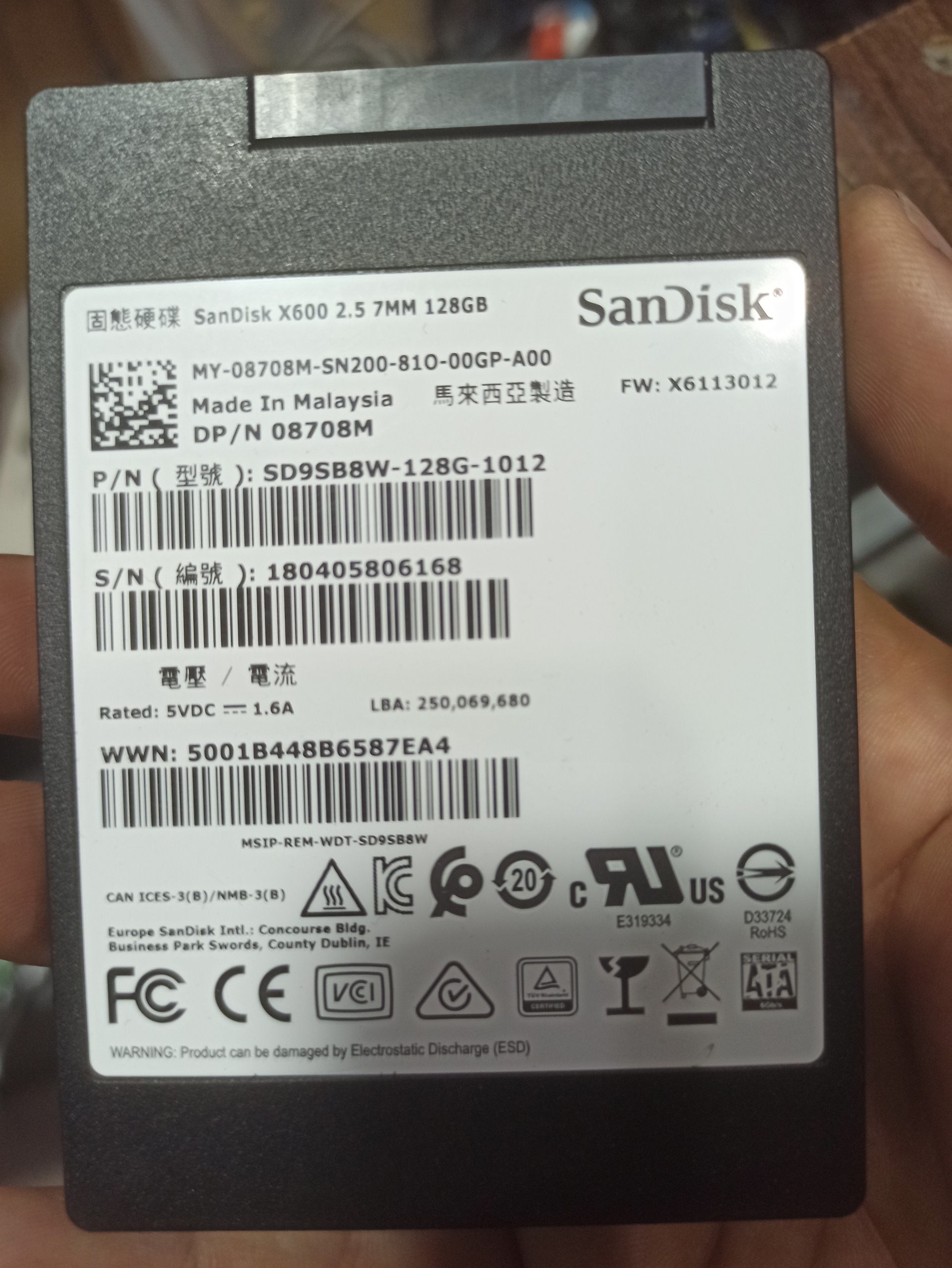 Ssd 128 gig ساندیسک اصلی استوک