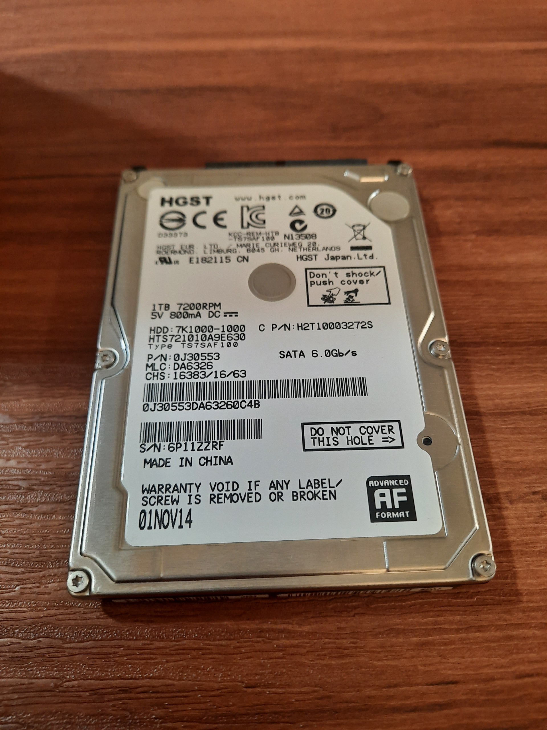 هارد لپ تاپ 1ترا برند HGST