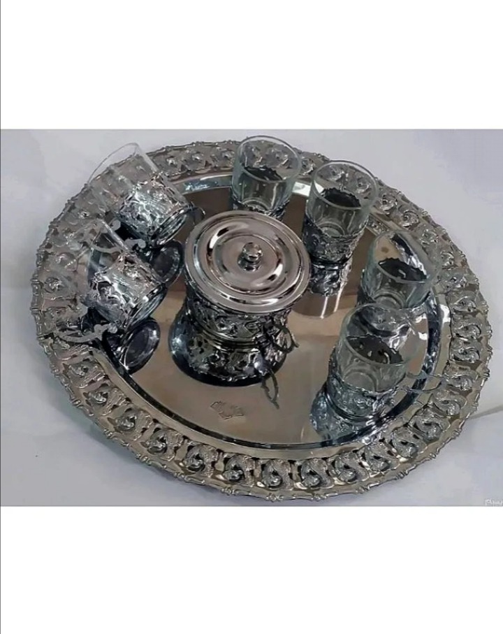 ست چایخوری برنجی روکش کروم