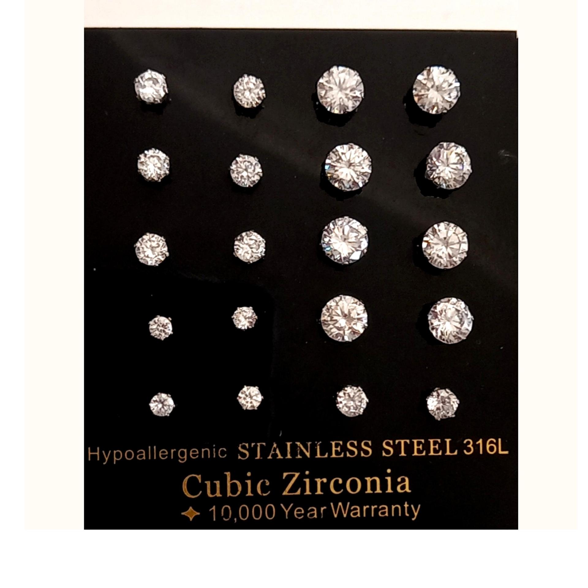 گوشواره تک نگین با سه سایز مختلف