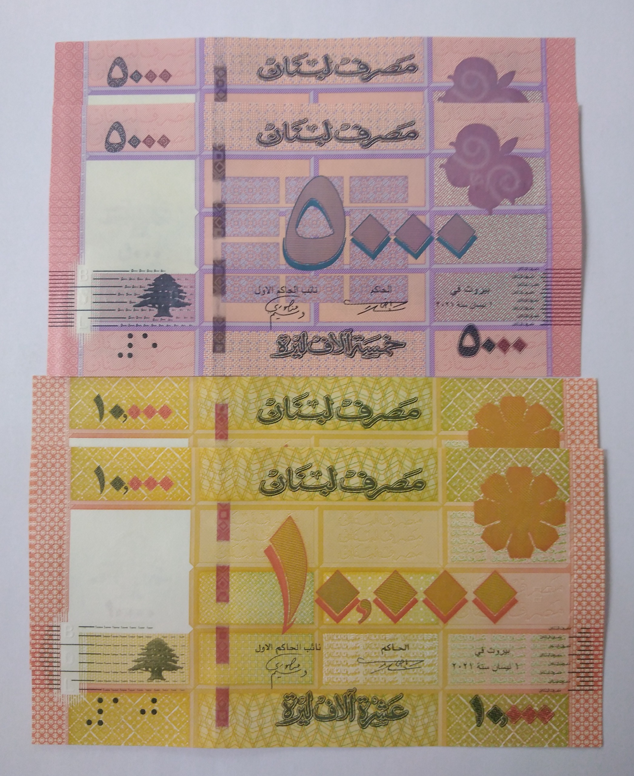 2 جفت اسکناس 5000 و 10000 لبنان