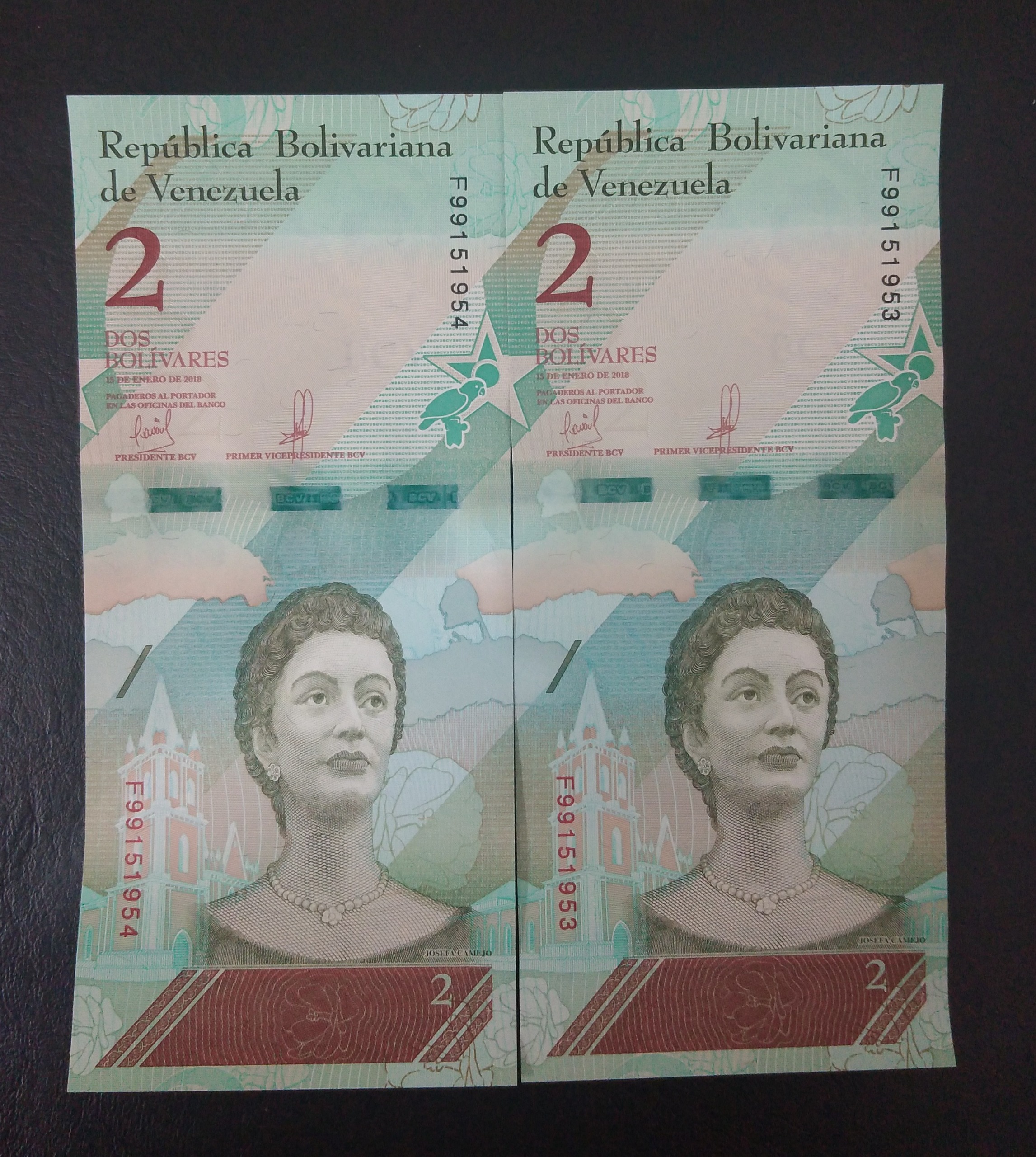 جفت اسکناس 2 ونزوئلا