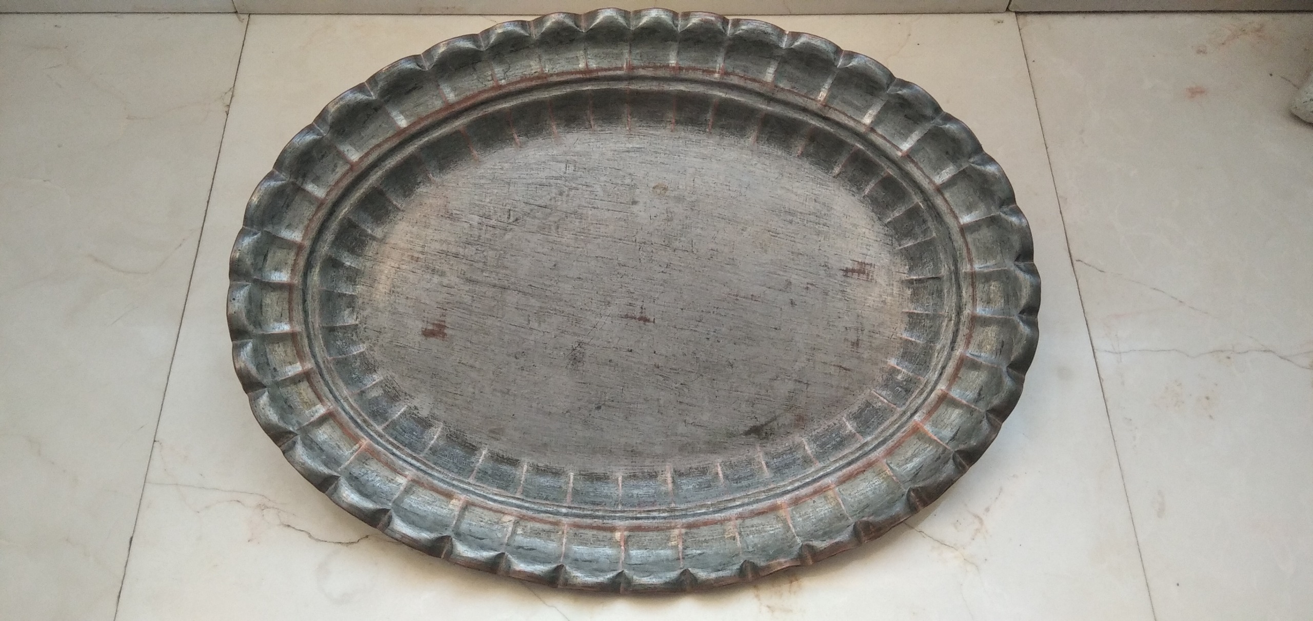 سینی مسی قاجاری ممهور و تاریخ دار