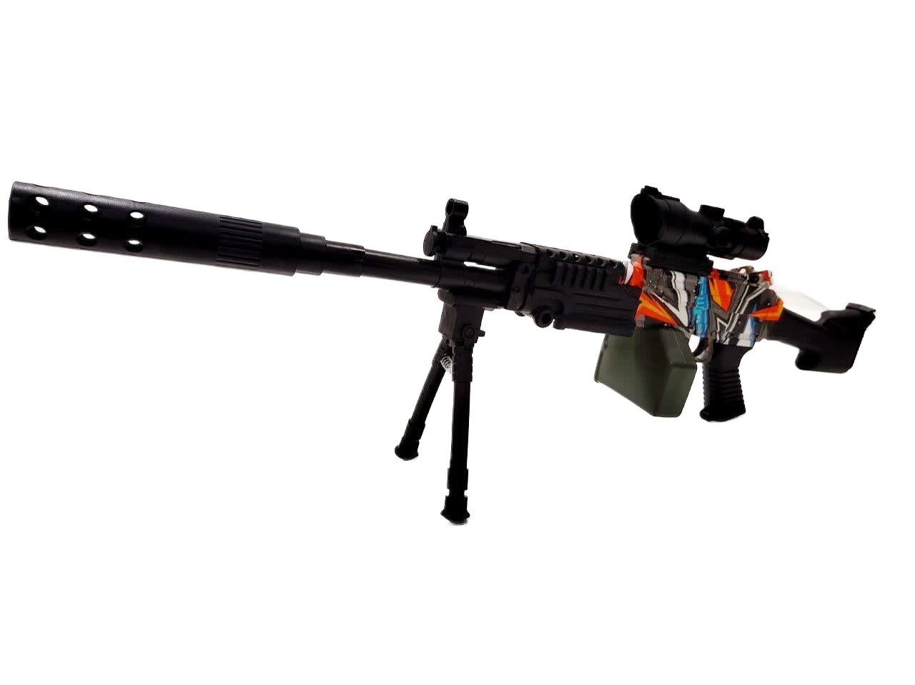 تفنگ تیر ژلهای آبرنگی دوربین دار m249 با کیف