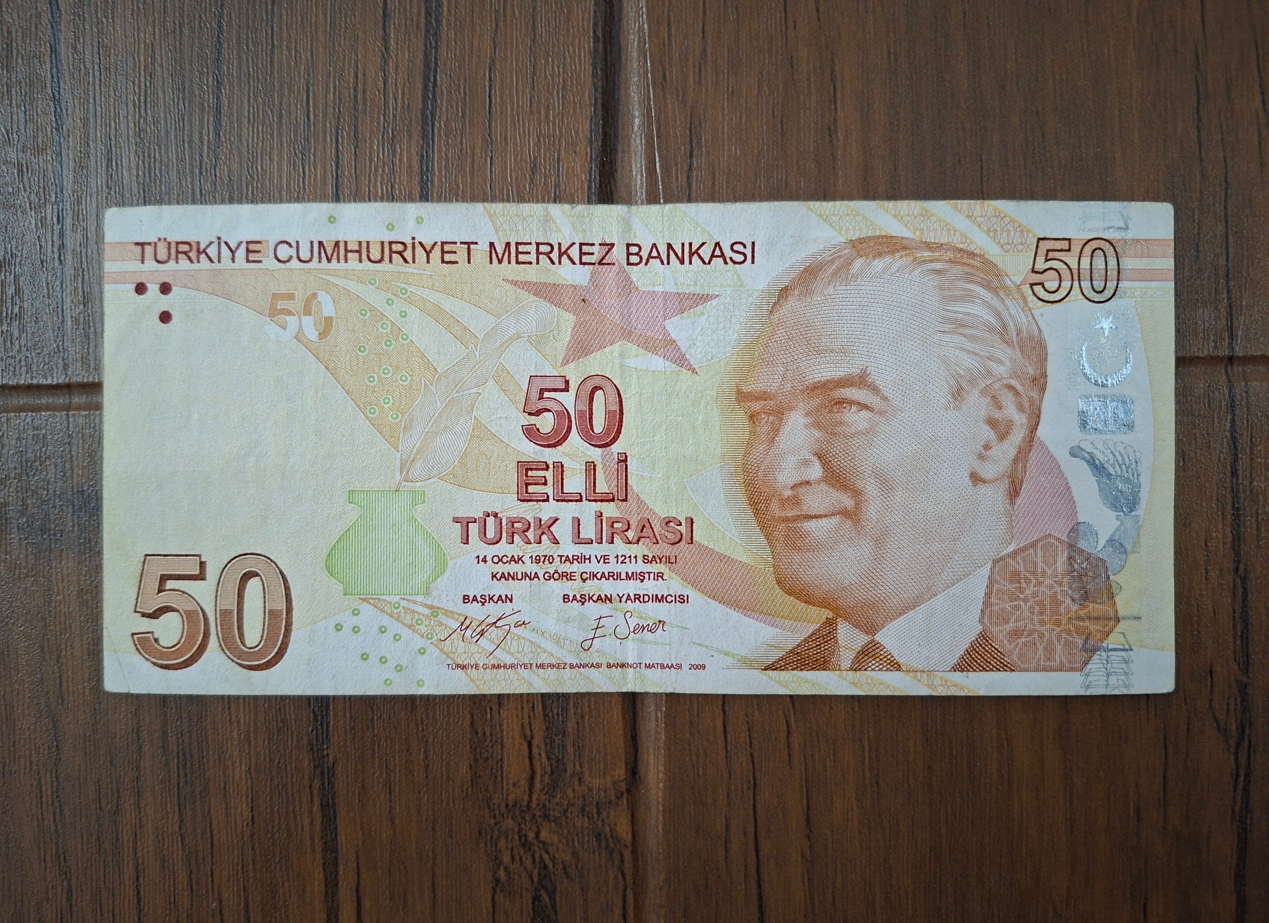 اسکناس 50 لیر ترکیه امضا شماره2