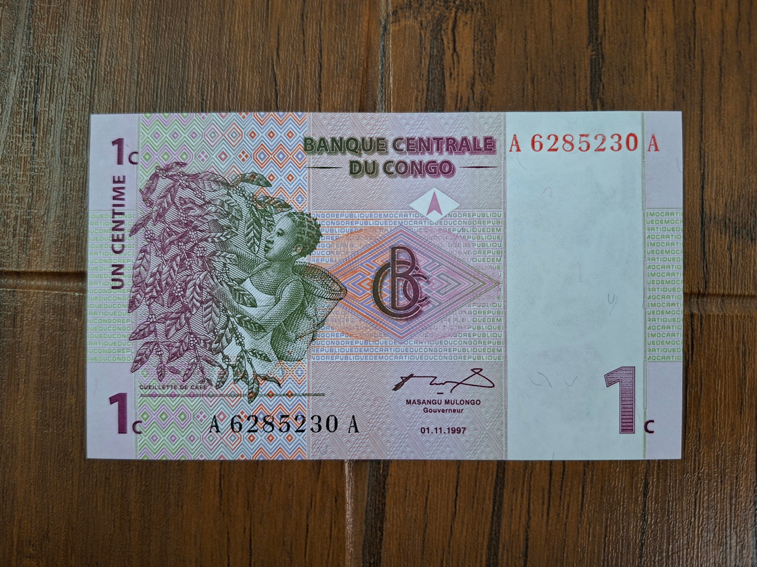 اسکناس 1 سنتیم کنگو