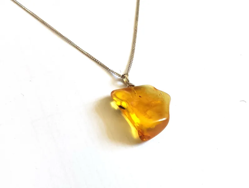 گردنبند کهربا بالتیک اصل درشت با نقره