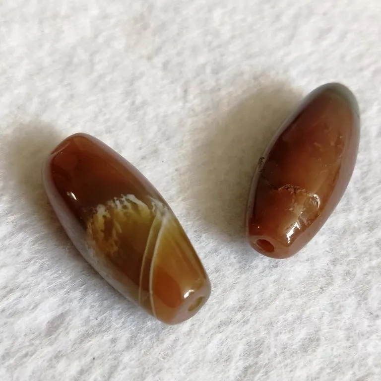 جفت مهره عقیق جزع شجردار نیمه کهنه بینظیر