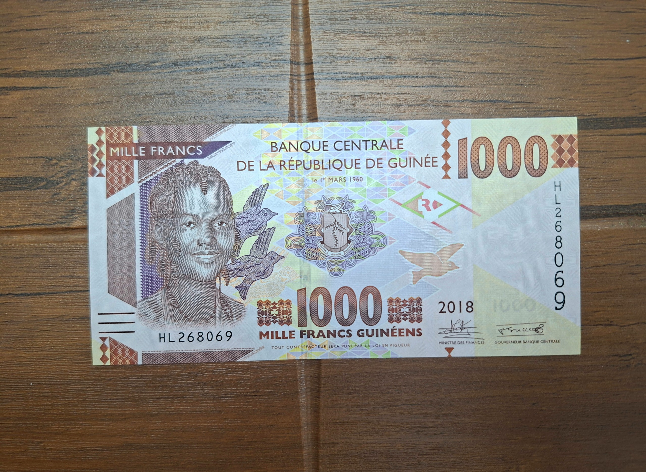 اسکناس 1000 فرانک گینه 2018