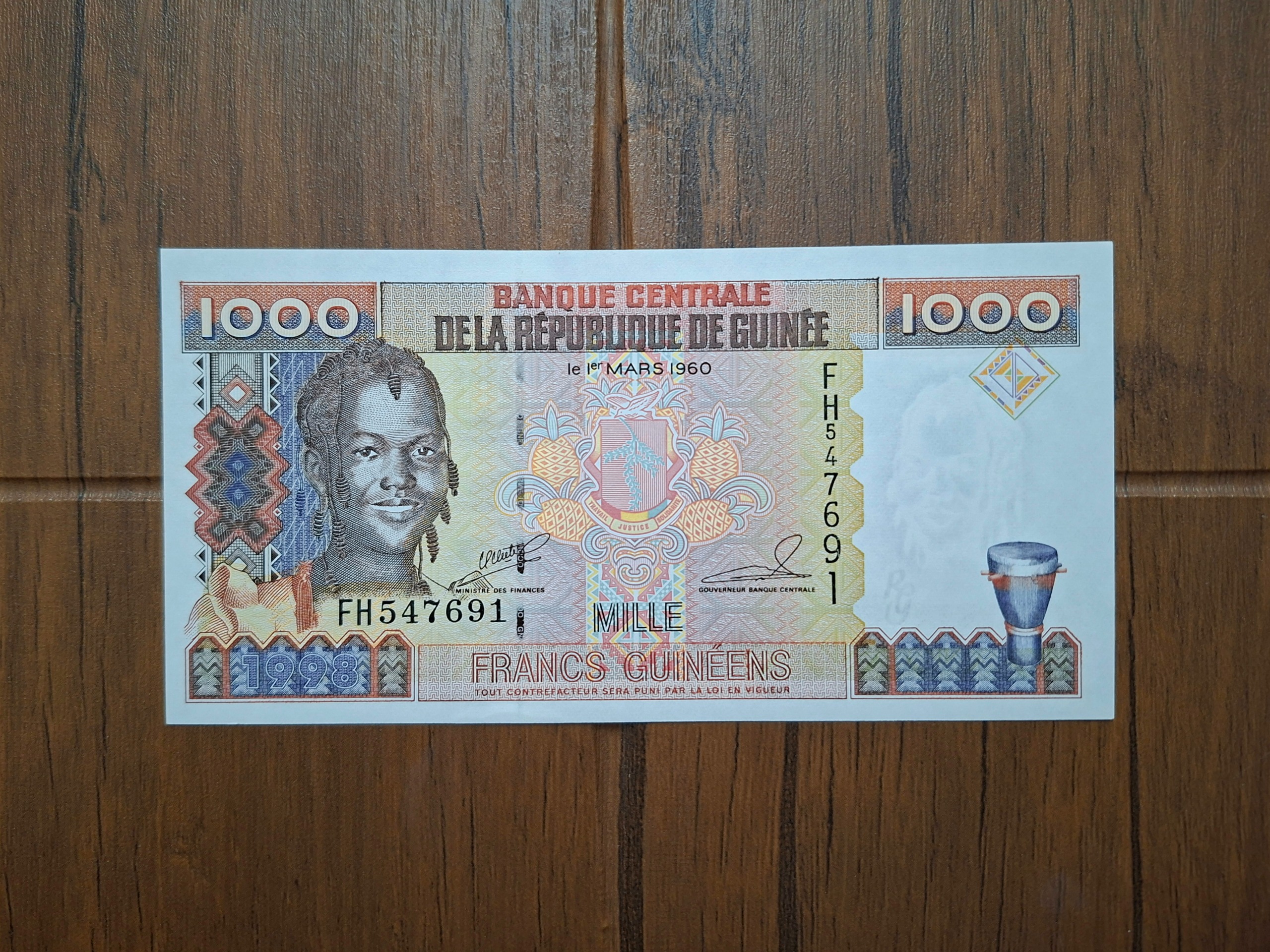 اسکناس 1000 فرانک 1998 گینه