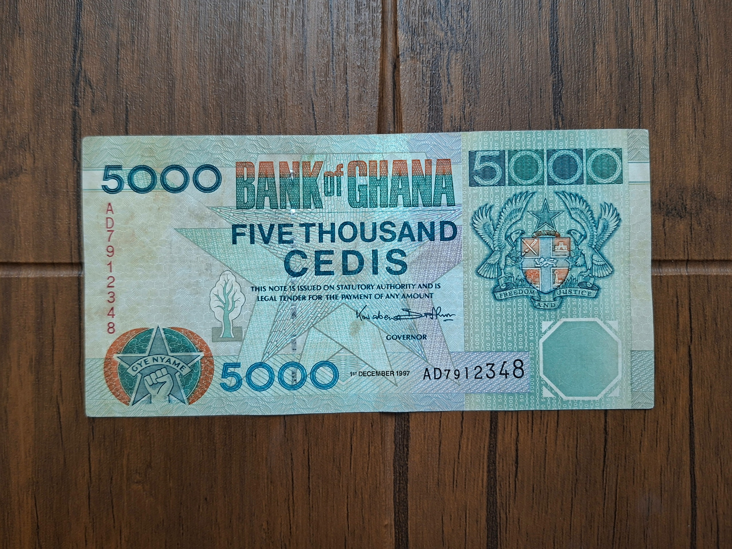 اسکناس 5000 سدی 1997 غنا تاریخ نایاب