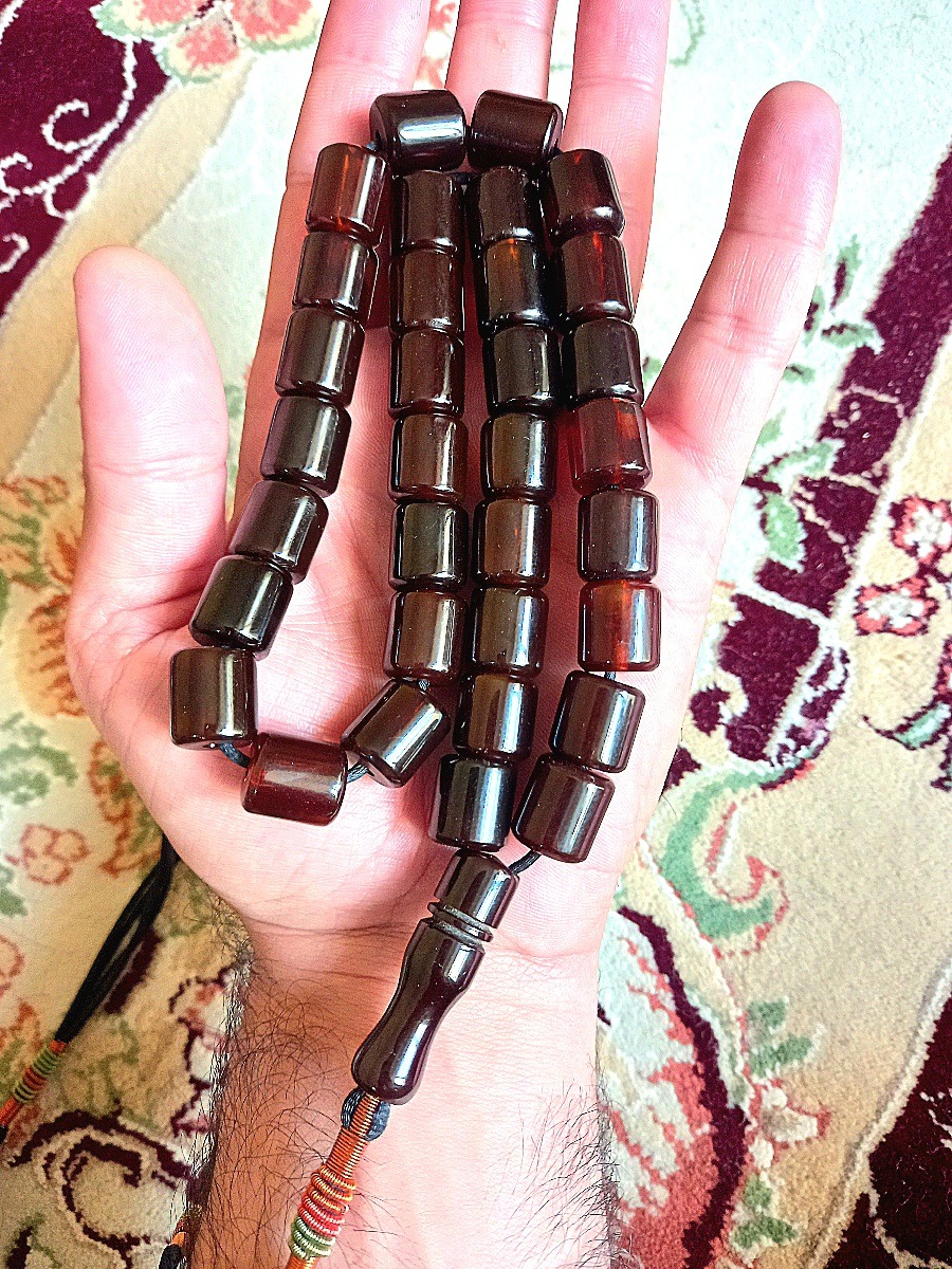 تسبیح کهربا مشکلی کهنه آلمانی