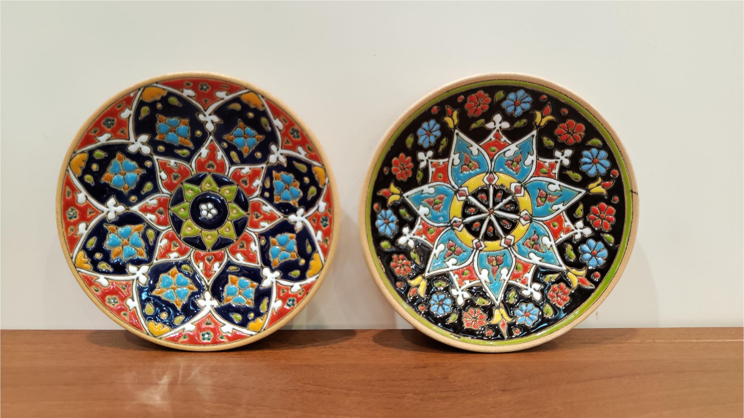 دیوارکوب سفالی قطر 15 میناکاری با لعاب