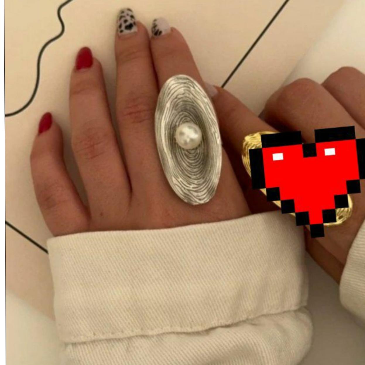 انگشتر ورشو مرواریدی( نقره ای)