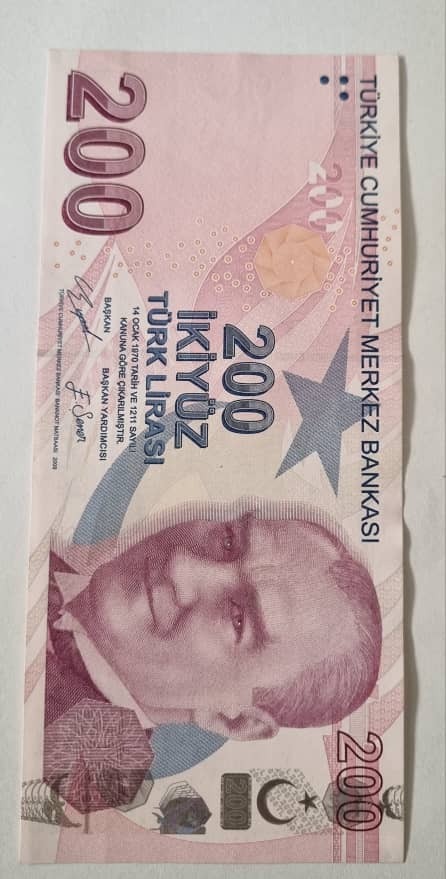 اسکناس بانکی تک 200 لیر ترکیه (ارز جاری)