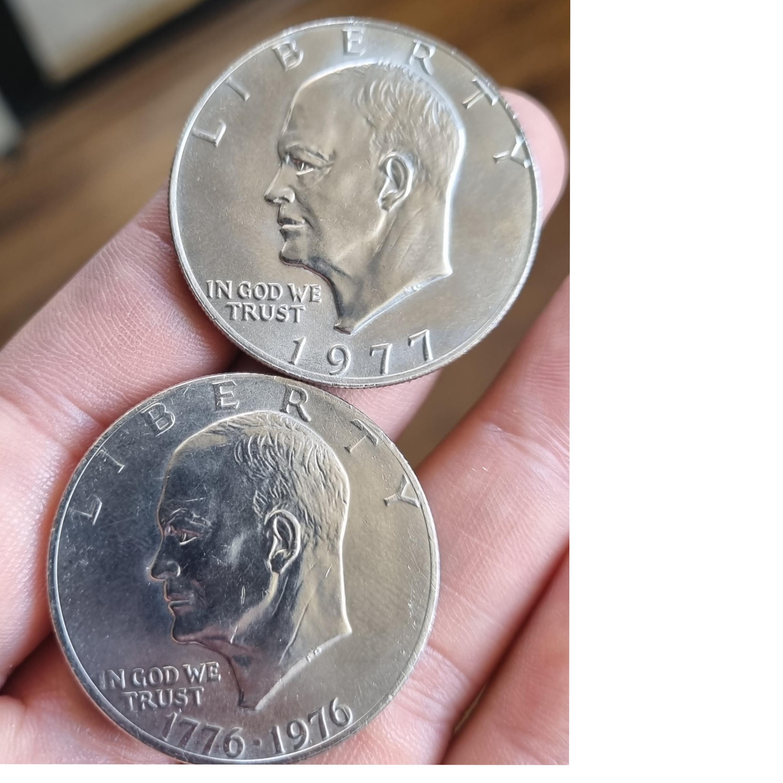 2 سکه 1 دلار آیزنهاور آمریکا دوطرح مختلف باهم