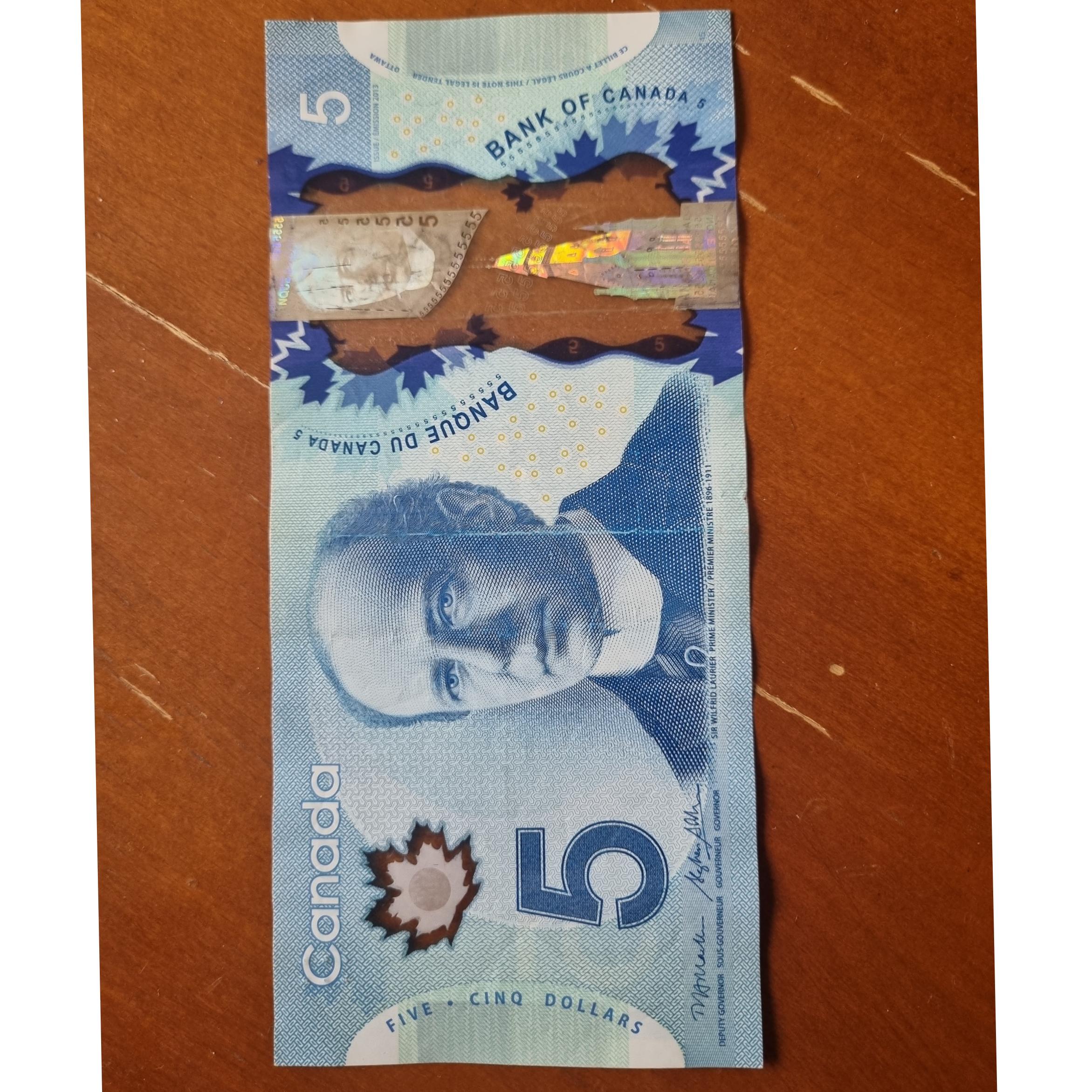 اسکناس تک 5 دلار پلیمری کانادا (ارزجاری)
