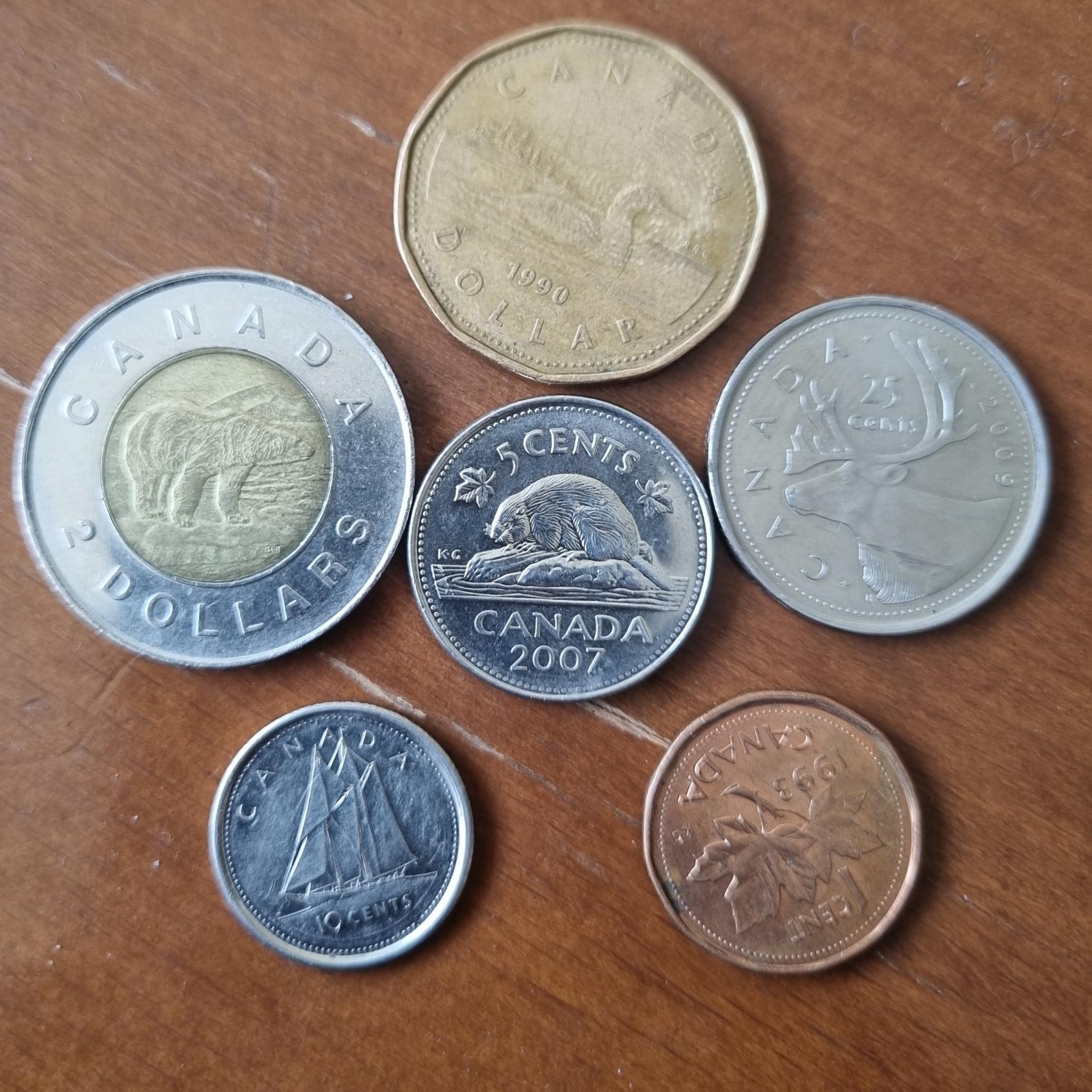 پکیج زیبای سکه کانادا از 1 سنت تا 2 دلار(6سکه)