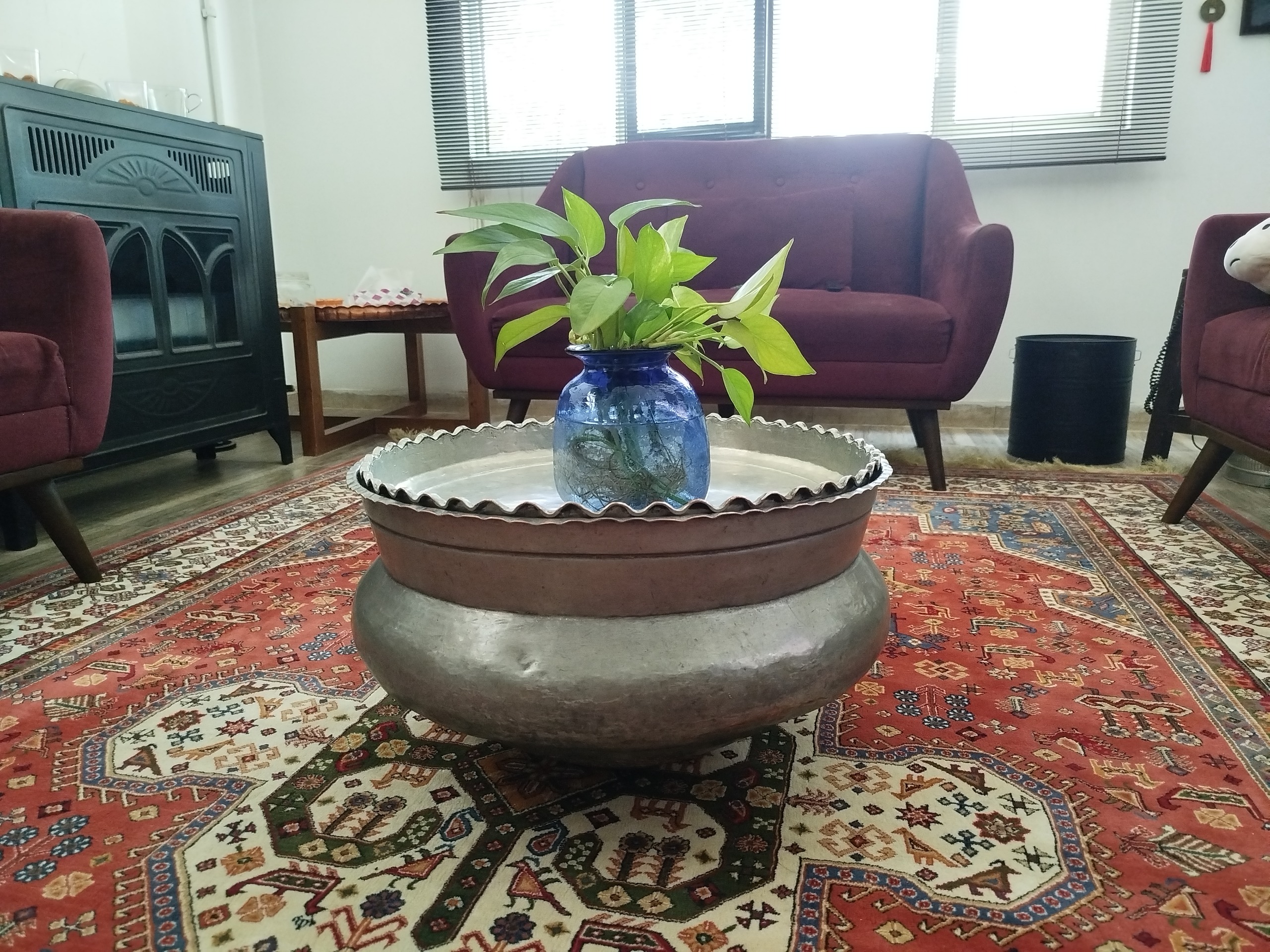 تاس مسی بزرگ با سینی مسی