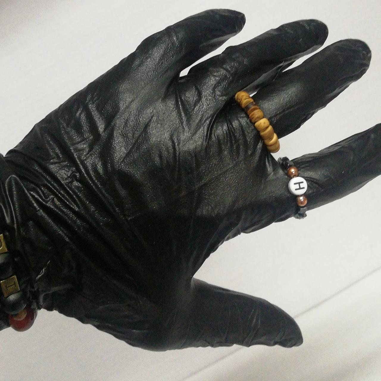 دوعدد انگشتر مهره ای سنگ و چوب طبیعی