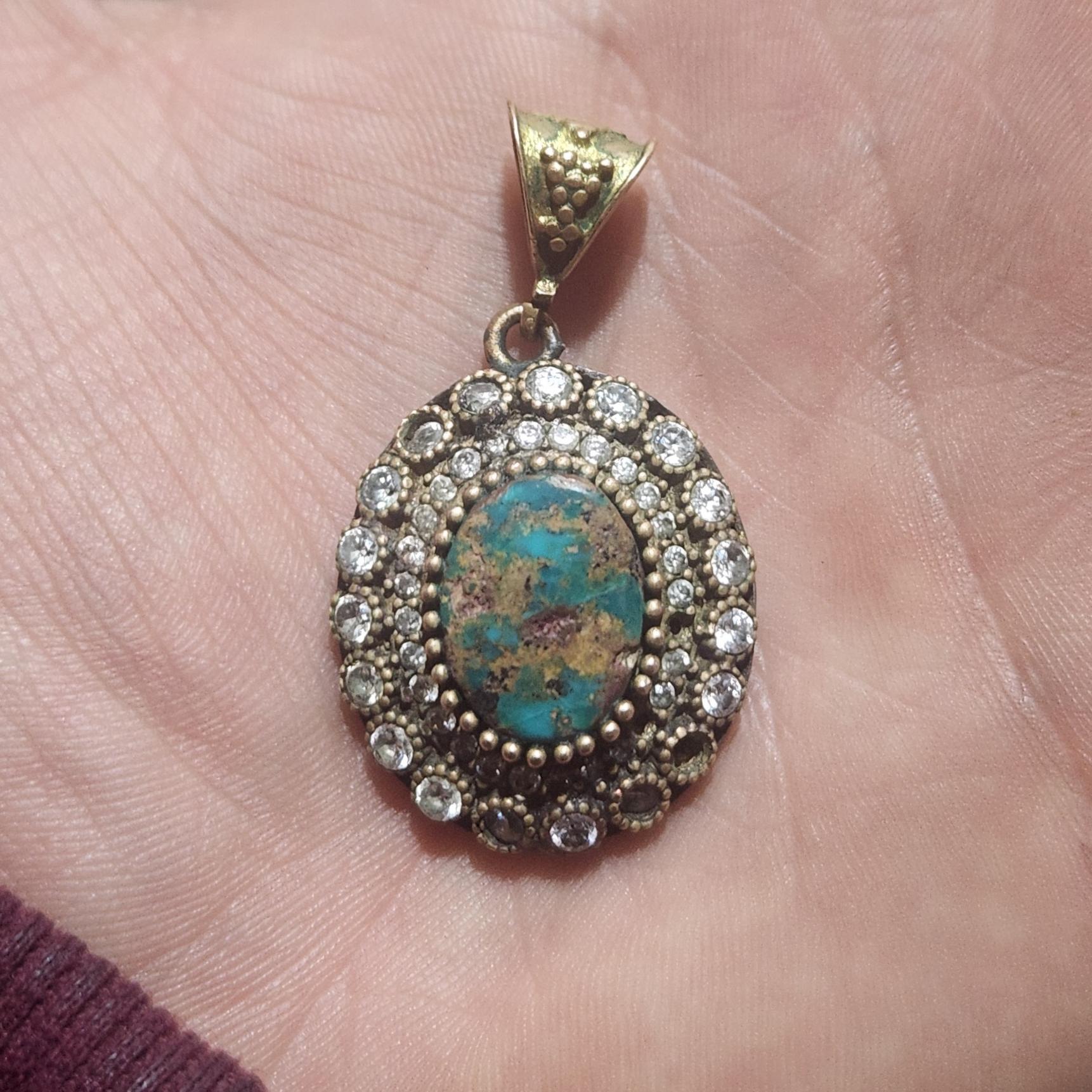 اویز گردنبند فیروزه( نقره)