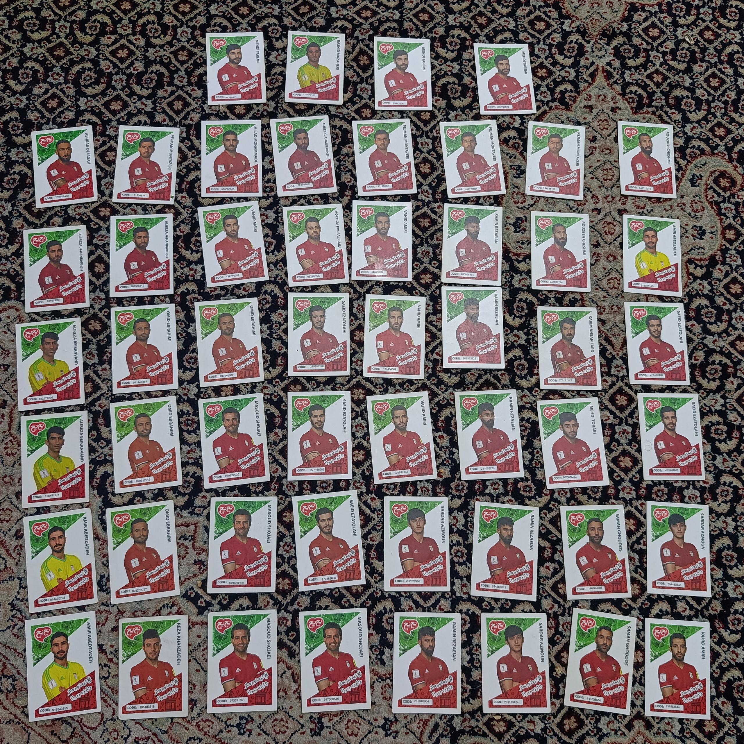 52 عدد کارت تیم ملی کلسکیونی کمیاب