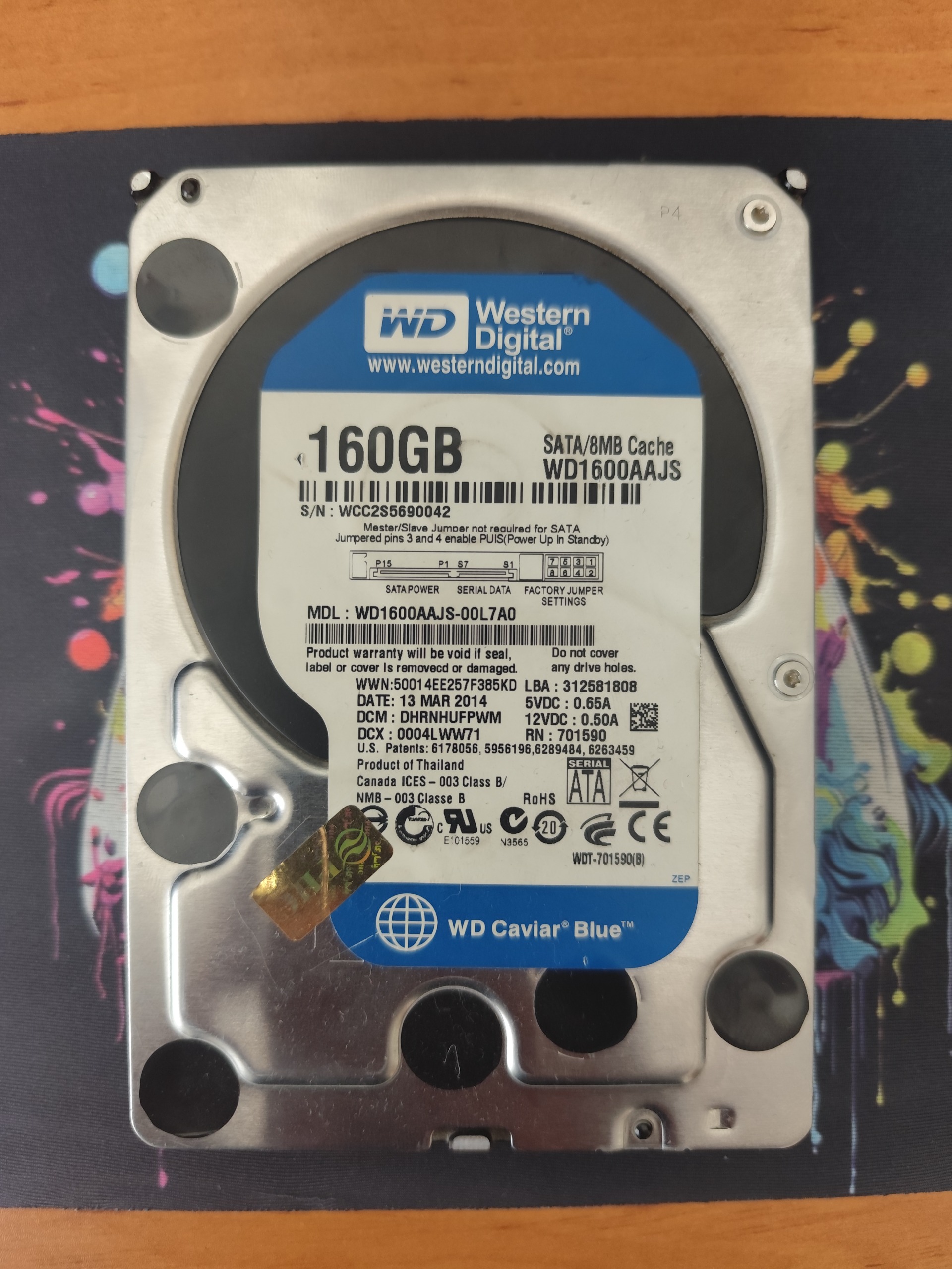 هارد اینترنال HDD ظرفیت 160 گیگابایت برند WD