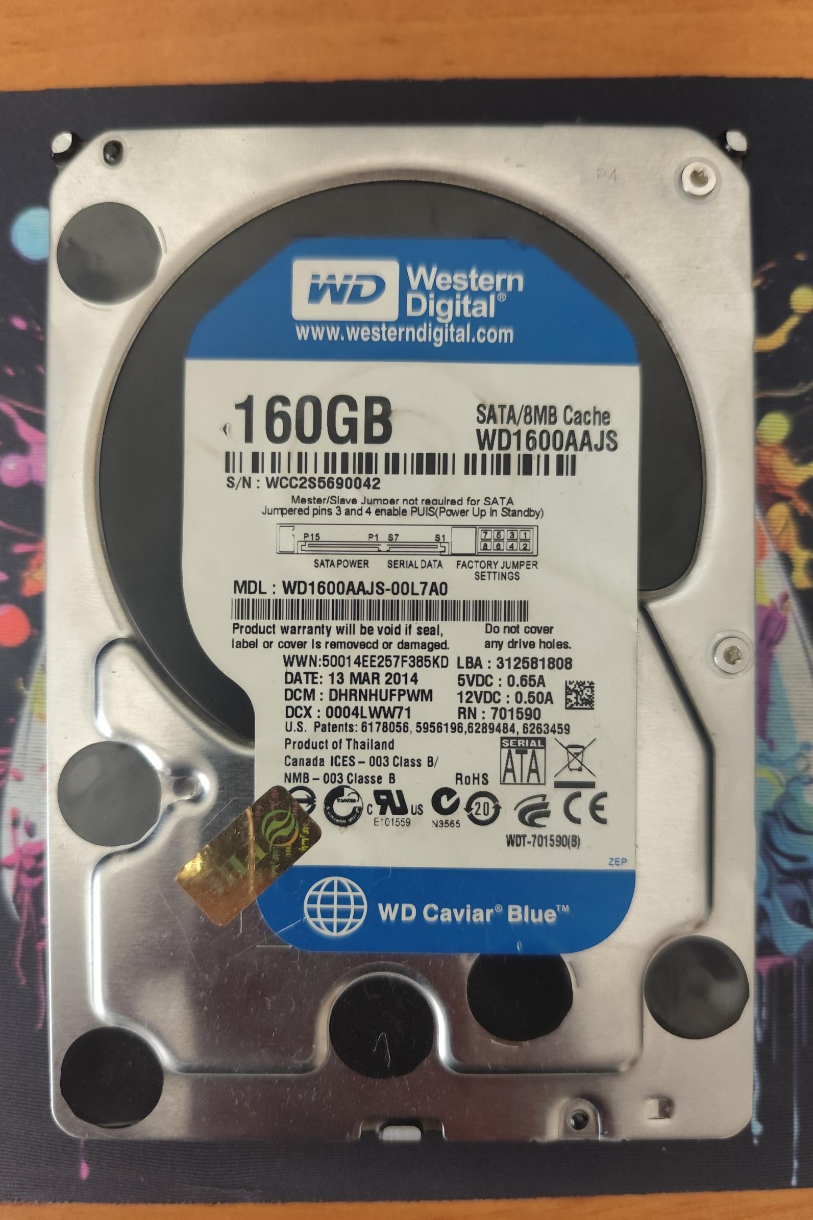 هارد HDD اینترنال وسترن دیجیتال ظرفیت 160 گیگ