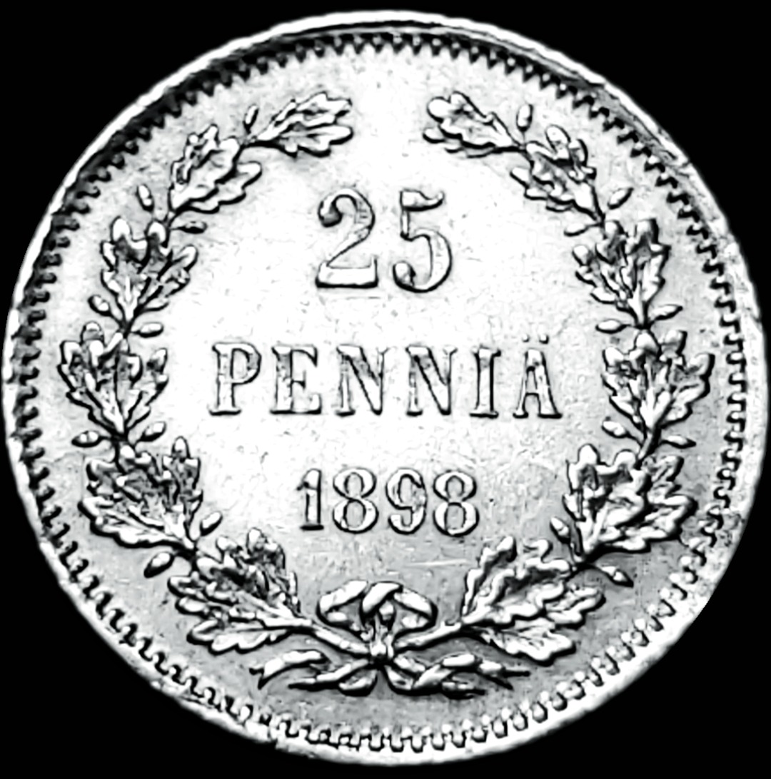 سکه نقره بانکی 25 پنی 1898 فنلاند