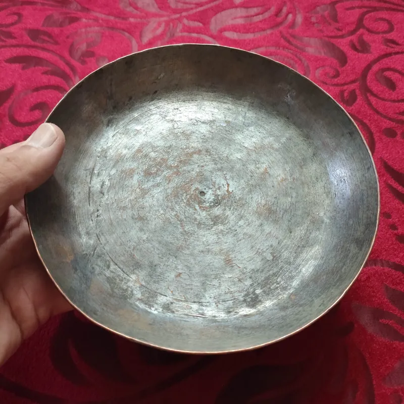 بشقاب مسی صاحبه و تاریخ دار قاجاری