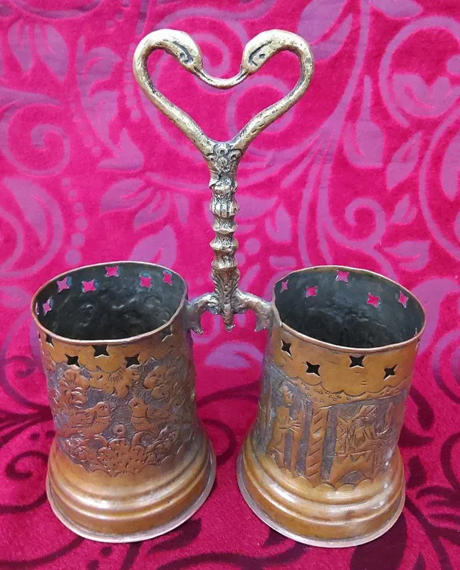 جا قاشقی مسی قلمزنی دستی پهلوی