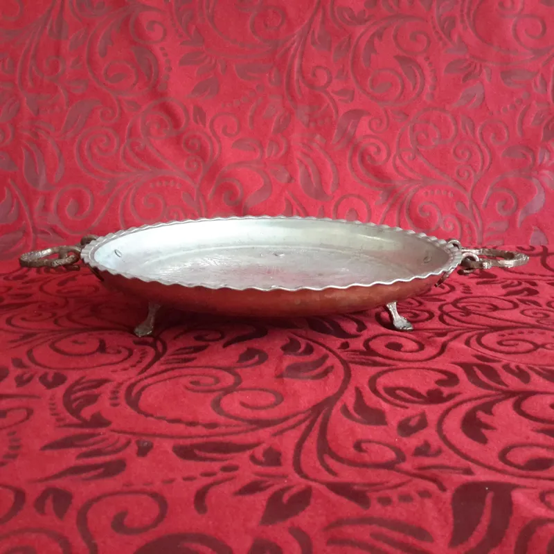 سینی مسی پایه دار دسته گوشواره ای