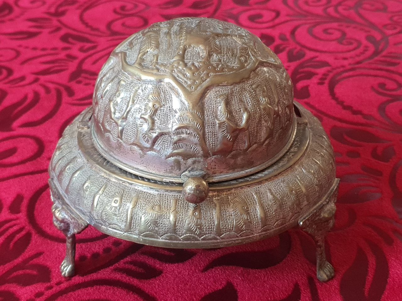 خاویار خوری برنجی قلم دستی پهلوی