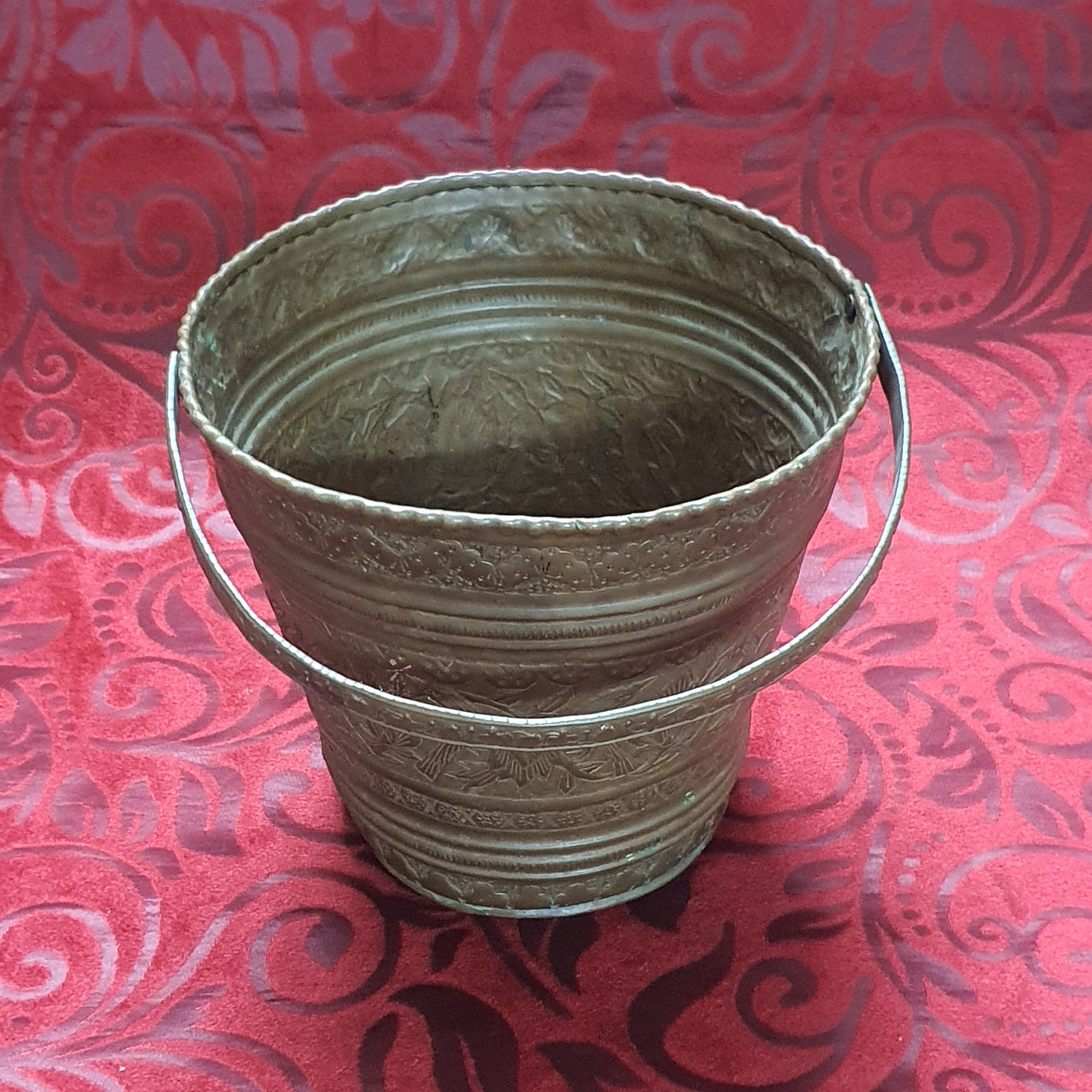 سطل مسی قلم زنی دستی پهلوی