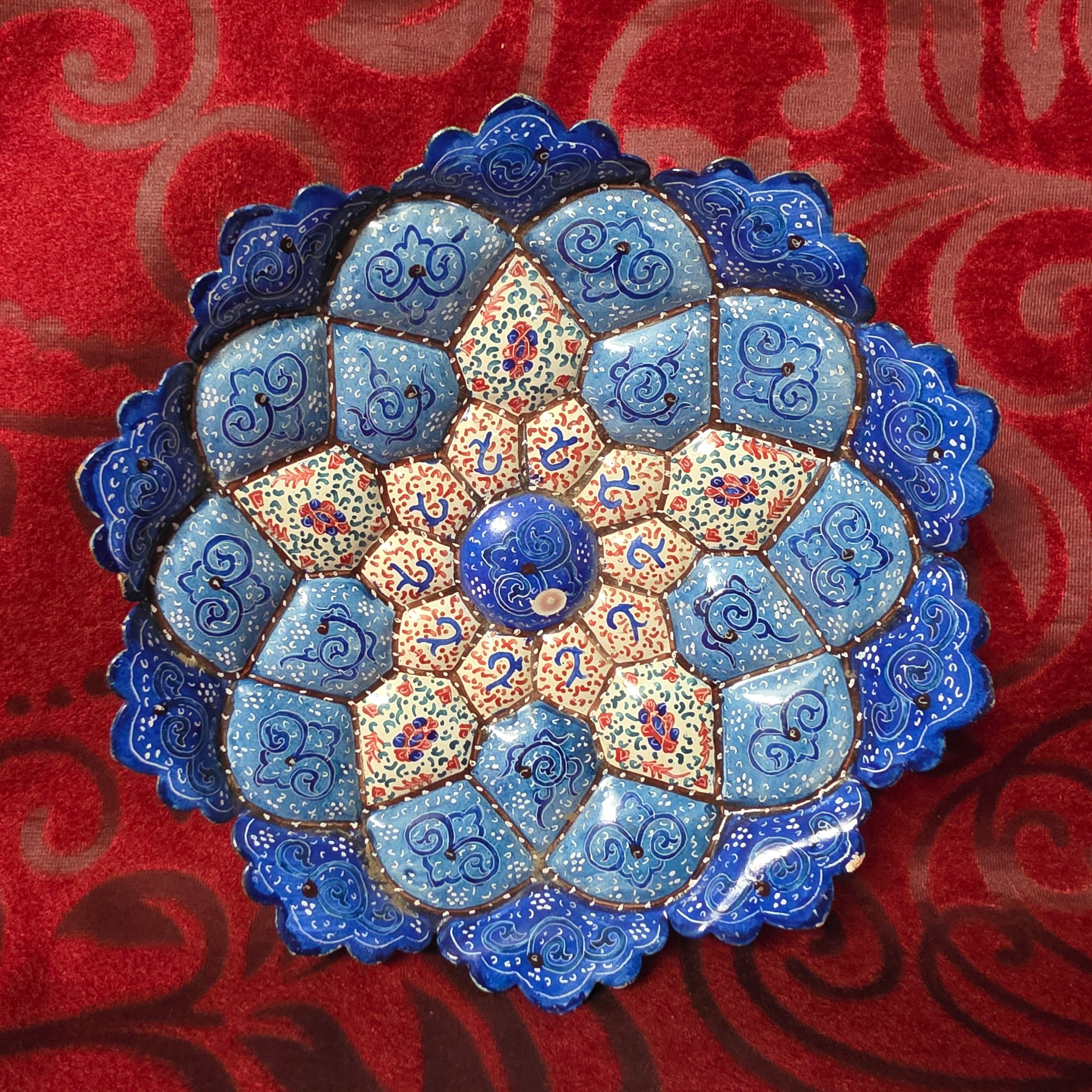شیرینی خوری یا دیوار کوب مسی میناکاری قدیمی